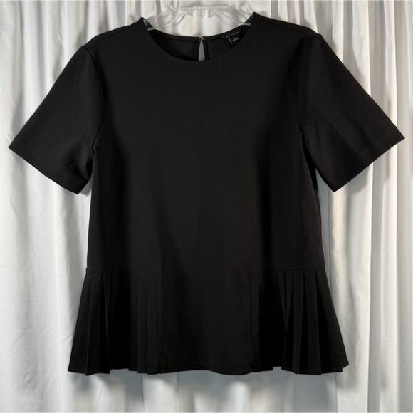 Ann Taylor Short Sleeves Peplum Front Side Pleats Blouse Black M Academia 83-52 - Picture 10 of 12